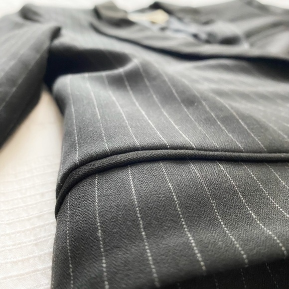 DENIM & SUPPLY RALPH LAUREN WOMEN BLACK WHITE PINSTRIPE PEAK LAPEL BLAZER - S - Picture 6 of 9